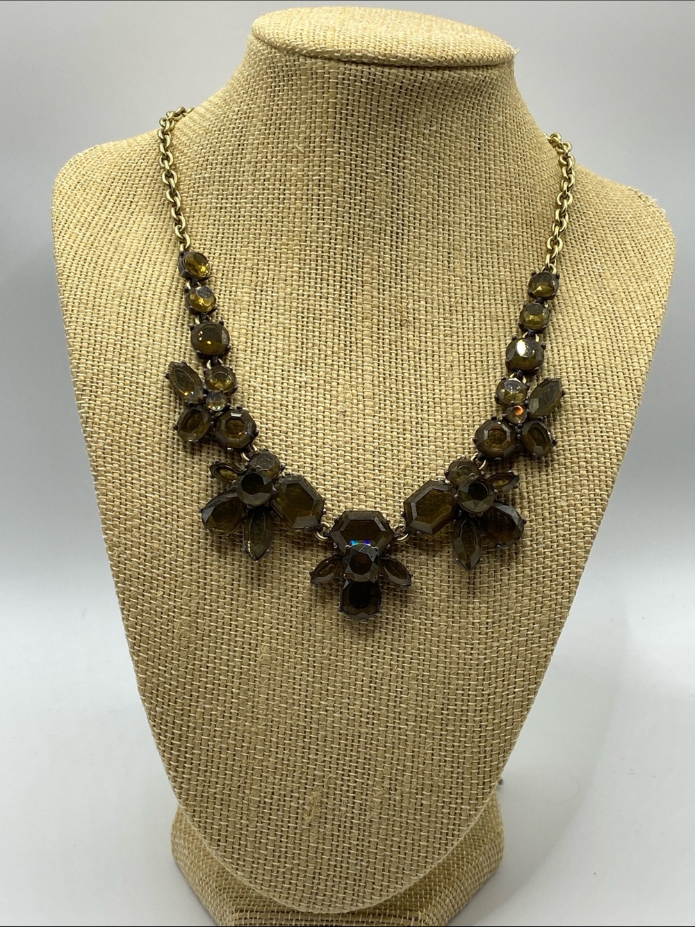 J Crew Smoky Brown Crystal Statement Necklace